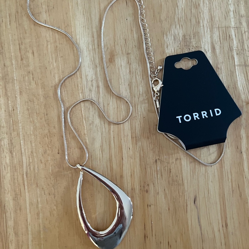 Torrid Gold Chain Necklace - Teardrop Pendant- Long